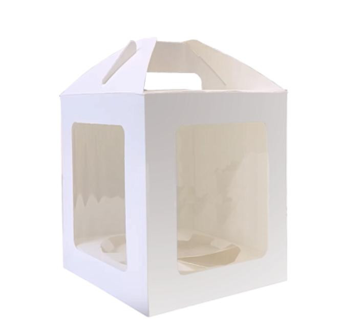 Коробка-домик 16х16х18 см с двумя окошками, белая + ложемент для кулича