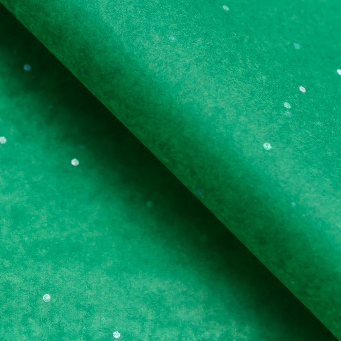 Бумага упаковочная тишью Зеленая с блестками, 1 лист