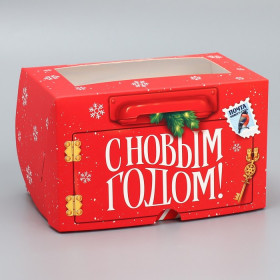 Коробка для 2 капкейков с окном &quot;С Новым годом&quot;