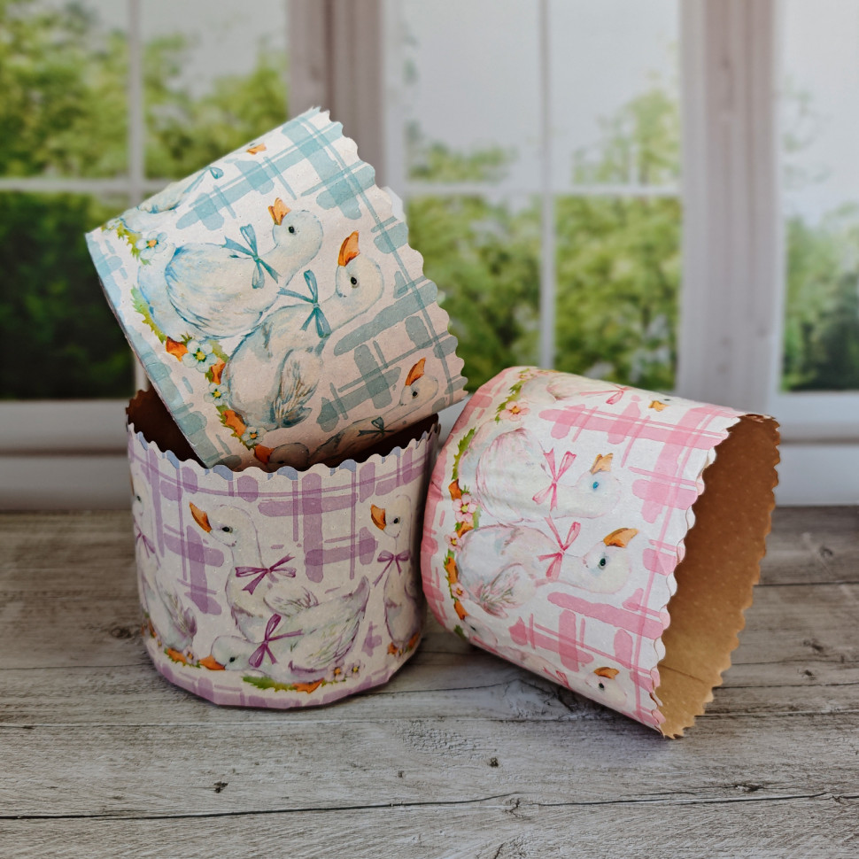 Форма бумажная Кулич "Утята" 300-350 гр (11*8,5 см) / 5 шт 