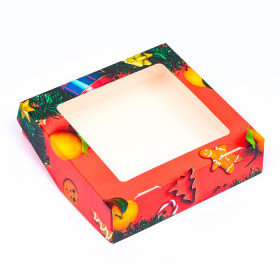 Коробка с откидной крышкой 15х15х4 см &quot;Новый год&quot;