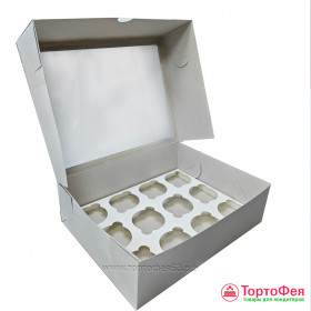 Коробка для 12 капкейков с окном, "ЭКОНОМ"