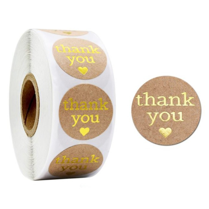 Наклейки "Thank You" крафт, золотые буквы / 10 шт