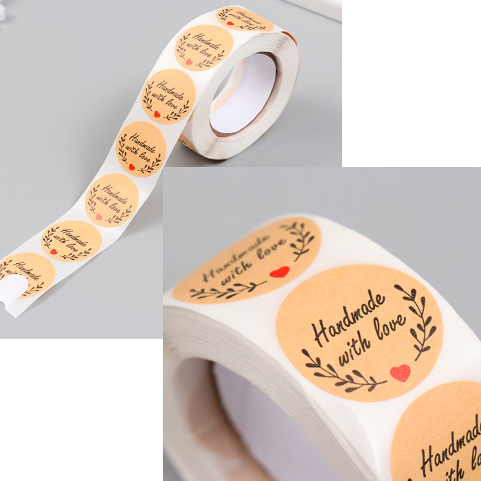 Наклейки "Hande made with love ♥" 2,5см / 10 шт