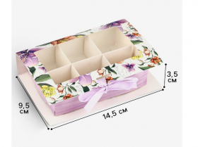 Коробка для 6 конфет с окном &quot;Цветы&quot;
