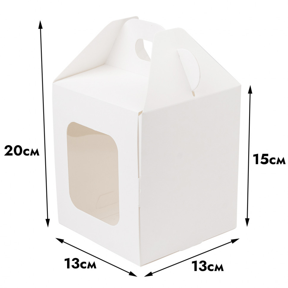 Коробка-домик для мини-торта / кулича 13х13х15 см, белая / СКОРО ПОСТУПИТ