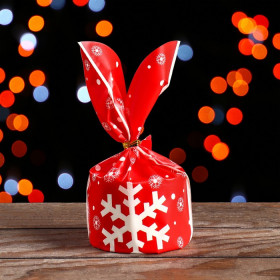 Пакетик с завязками 13х13 см &quot;Снежинки&quot;, 1 шт   