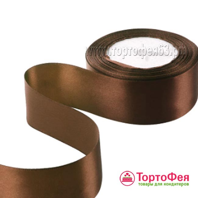 Лента атласная Коричневая 4 см, 22 м