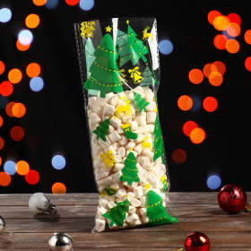 Пакеты прозрач. с рисунком &quot;Елочки&quot; 13х27 см, 10 шт