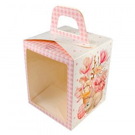 Коробка для кулича 15х15х18 см с окном "Со светлым праздником Пасхи" 