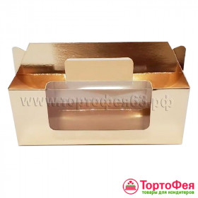 Коробка для рулета 27х10х10 см с ручкой, золото