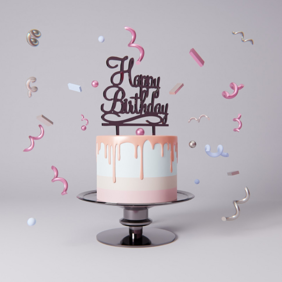 Топпер "Happy Birthday", черный