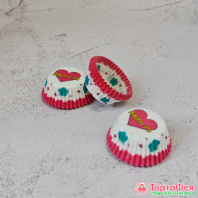 Капсулы бумажные для конфет 35*20 мм &quot;Любовь это...&quot; / 25 шт   