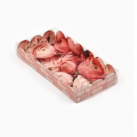 Коробка для пряников 21х10х3 см с прозрачной крышкой &quot;Розы/кирпич&quot;  