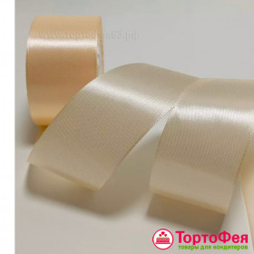 Лента атласная Кремовая 4 см, 22 м