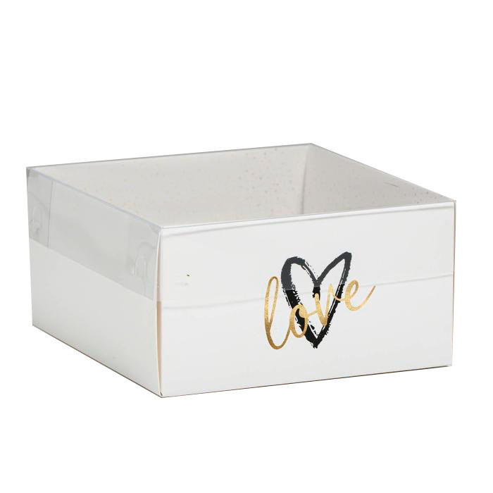 Коробка 11,5х11,5х6 с прозрачной крышкой "Love"
