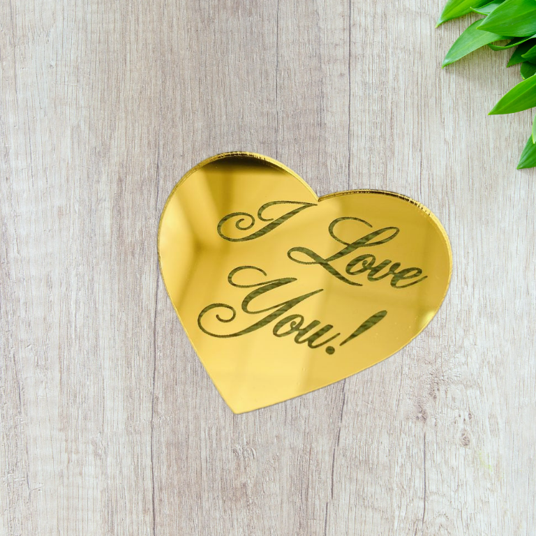 Декор из акрила Сердечко "I Love You", золото / 5 см