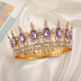 Украшение для торта "Корона с сиреневыми камнями"