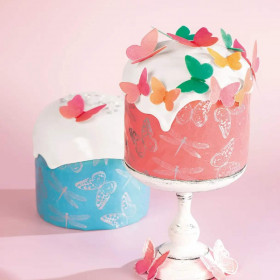 Форма бумажная Кулич "Бабочки и стрекозы" 120 гр (7*8,5 см) / 10 шт  