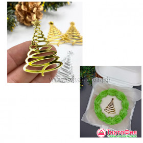 Декор из акрила &quot;Елочка спиралька&quot;, золотой / 5 см 