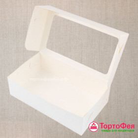 Коробка 19х11х5,5 см с окном, белая