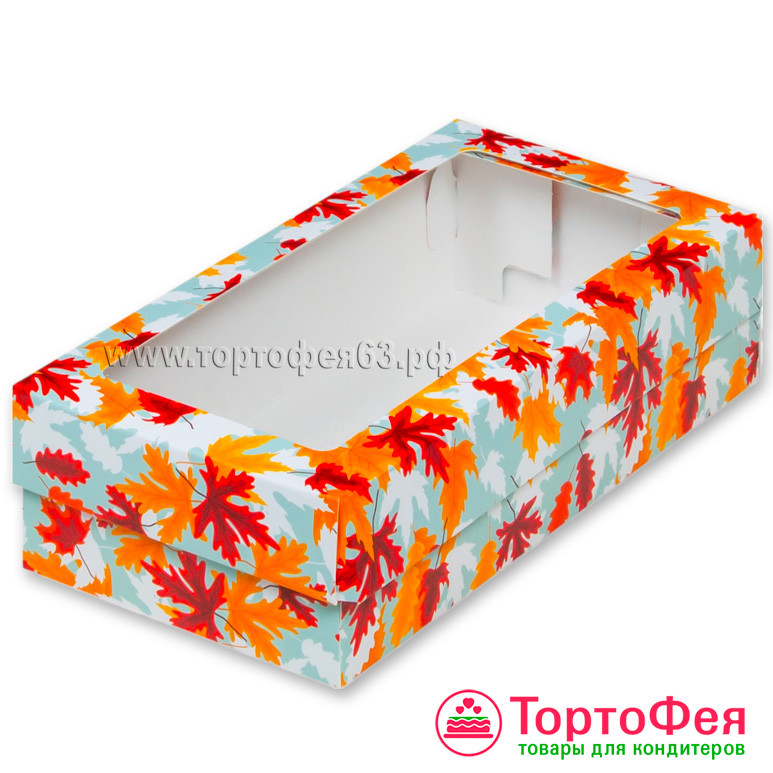 Коробка для макарони 21х11х5,5 см с окном, "Осень"