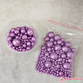 Шарики рисовые в глазури. Блеск &quot;Сиреневый&quot;, 20 гр         