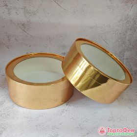 Коробка круглая d 20 выс.7 см с окном / Золото