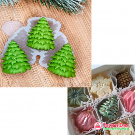 Форма силиконовая &quot;Елочки заснеженные&quot; мини (Подходит под ячейку для конфет)