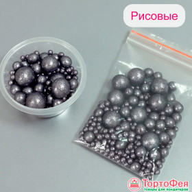 Шарики рисовые в глазури. Блеск "Графит" 2-13 мм, 20 гр  