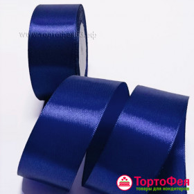 Лента атласная Темно-синяя 4 см, 22 м