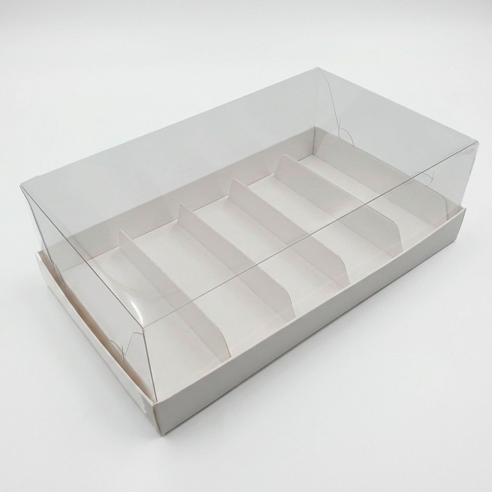 Коробка для 5 эклеров 22х13,5х7 см с прозрачным куполом