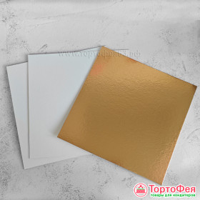 Подложка усил. (1,5мм) Золото / белая 23х23 см