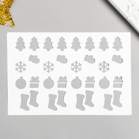 Трафарет «Елочки, сапожки, игрушки» 24х16 см     