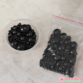 Шарики рисовые в глазури. Блеск &quot;Черный&quot; 2-13 мм, 20 гр   