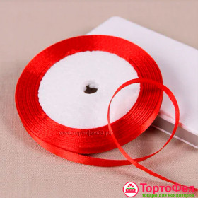Лента атласная Красная 0,6 см / 22 м  