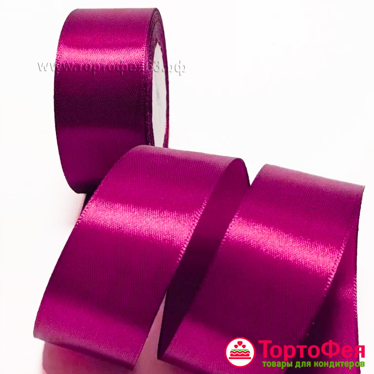Лента атласная Фуксия 4 см, 22 м