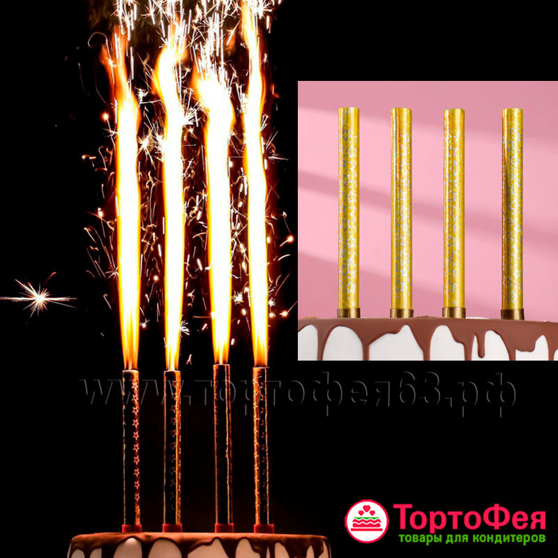 Свеча-фонтан, золотая, 18 см / 1 шт Свеча-фонтан, золотая, 18 см / 1 шт