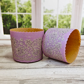 Форма бумажная Кулич "Кружево" 300-350 гр (11*8,5 см)  / 5 шт     