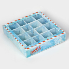 Коробка для 16 конфет с окном &quot;Почта Деда Мороза&quot;