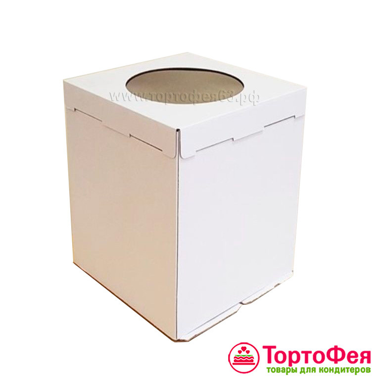Коробка для торта 24х24х30 см, с окном