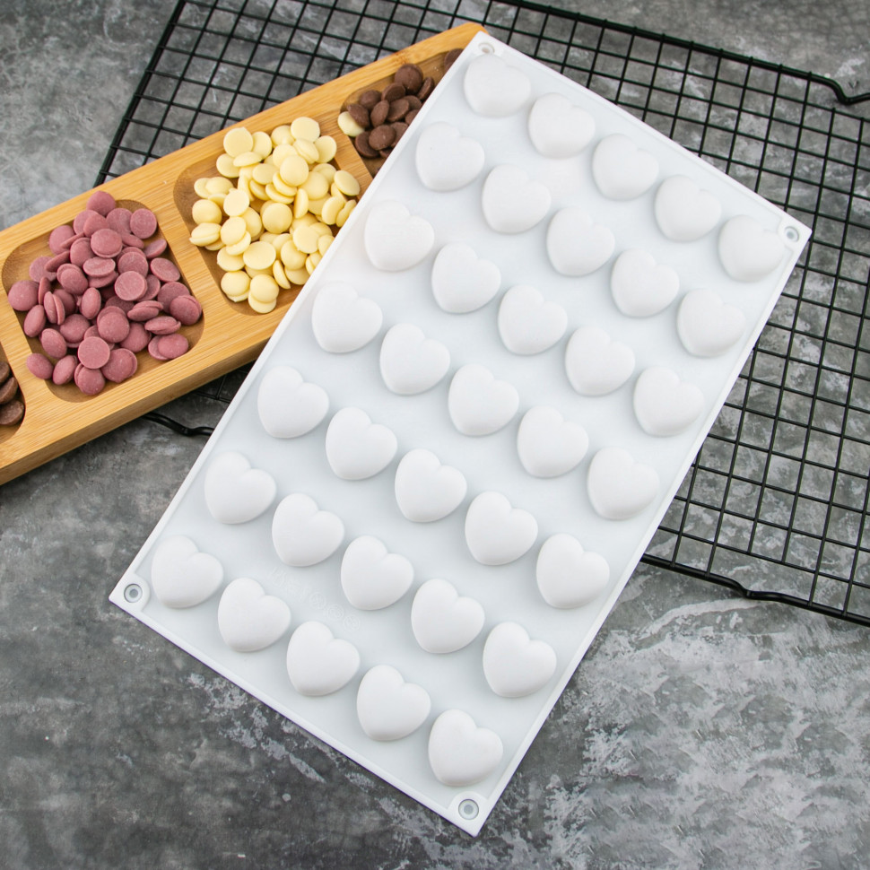 Форма силиконовая Сердечки, 35 шт