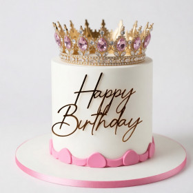 Украшение для торта "Корона золотая с розовыми камнями"