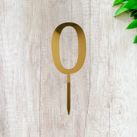 Топпер &quot;Цифра 0&quot;, акрил, золотой / 8 см (пр-во Россия)