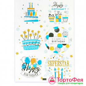 Набор наклеек &quot;Happy Birthday &quot;, 6 шт     
