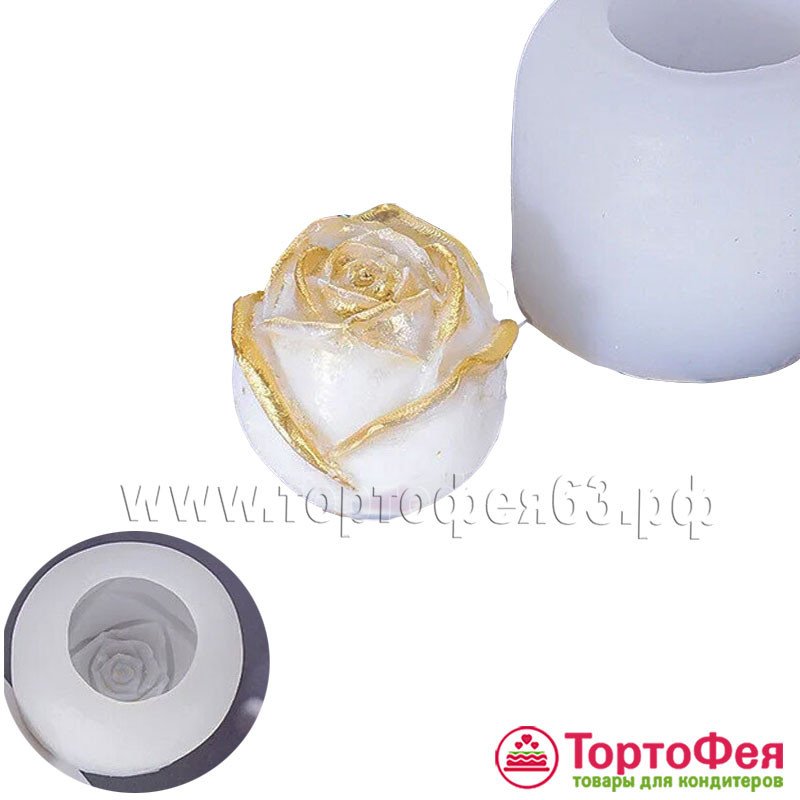 Молд силиконовый 3D "Роза 3,7 см"  / Китай