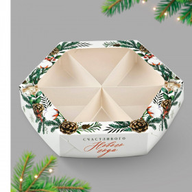 Коробка для ассорти сладостей 23х23х4 см &quot;Счастливого Нового года&quot; 