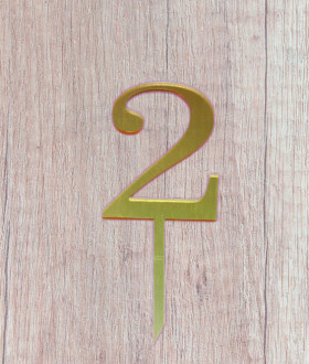 Топпер &quot;Цифра 2&quot;, акрил, золотой / 8 см (пр-во Россия)