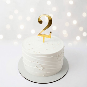 Топпер "Цифра 2", акрил, золотой / 8 см (пр-во Россия)