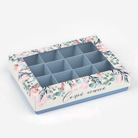 Коробка для 12 конфет с окном &quot;Нежность&quot; 